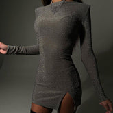 Flash Long Sleeved Dress for Slim Fit Sheath Dress